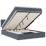 NNEVL Ottoman Bed with Mattress & LEDs Dark Grey Double Velvet