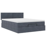 NNEVL Ottoman Bed with Mattress & LEDs Dark Grey Double Velvet