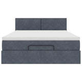 NNEVL Ottoman Bed with Mattress & LEDs Dark Grey Double Velvet