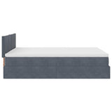 NNEVL Ottoman Bed with Mattress & LEDs Dark Grey Double Velvet