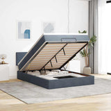 NNEVL Ottoman Bed with Mattress & LEDs Dark Grey Double Velvet