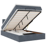 NNEVL Ottoman Bed with Mattress & LEDs Dark Grey King Single Velvet