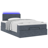 NNEVL Ottoman Bed with Mattress & LEDs Dark Grey King Single Velvet