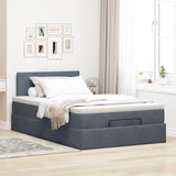 NNEVL Ottoman Bed with Mattress & LEDs Dark Grey King Single Velvet