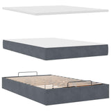 NNEVL Ottoman Bed with Mattress & LEDs Dark Grey King Single Velvet