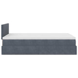 NNEVL Ottoman Bed with Mattress & LEDs Dark Grey King Single Velvet