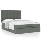 NNEVL Ottoman Bed with Mattress Dark Grey Queen Fabric