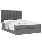 NNEVL Ottoman Bed with Mattress Dark Grey Queen Fabric