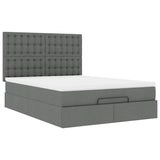 NNEVL Ottoman Bed with Mattress Dark Grey Queen Fabric