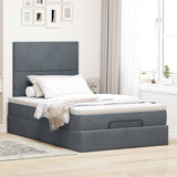NNEVL Ottoman Bed with Mattresses Dark Grey King Single Velvet