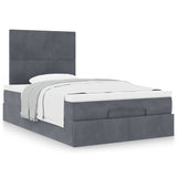 NNEVL Ottoman Bed with Mattresses Dark Grey King Single Velvet
