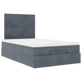 NNEVL Ottoman Bed with Mattresses Dark Grey King Single Velvet