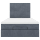 NNEVL Ottoman Bed with Mattresses Dark Grey King Single Velvet