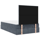 NNEVL Ottoman Bed with Mattresses Dark Grey King Single Velvet