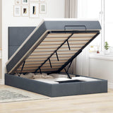 NNEVL Ottoman Bed with Mattresses Dark Grey King Single Velvet