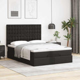 NNEVL Ottoman Bed with Mattress & LEDs Black Queen Faux Leather