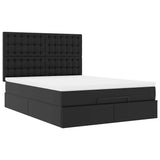 NNEVL Ottoman Bed with Mattress & LEDs Black Queen Faux Leather