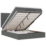 NNEVL Ottoman Bed with Mattress & LEDs Dark Grey Queen Fabric