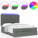 NNEVL Ottoman Bed with Mattress & LEDs Dark Grey Queen Fabric