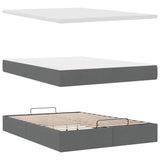 NNEVL Ottoman Bed with Mattress & LEDs Dark Grey Queen Fabric