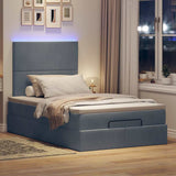 NNEVL Ottoman Bed with Mattresses & LEDs Dark Grey King Single Velvet