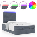 NNEVL Ottoman Bed with Mattresses & LEDs Dark Grey King Single Velvet