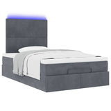 NNEVL Ottoman Bed with Mattresses & LEDs Dark Grey King Single Velvet