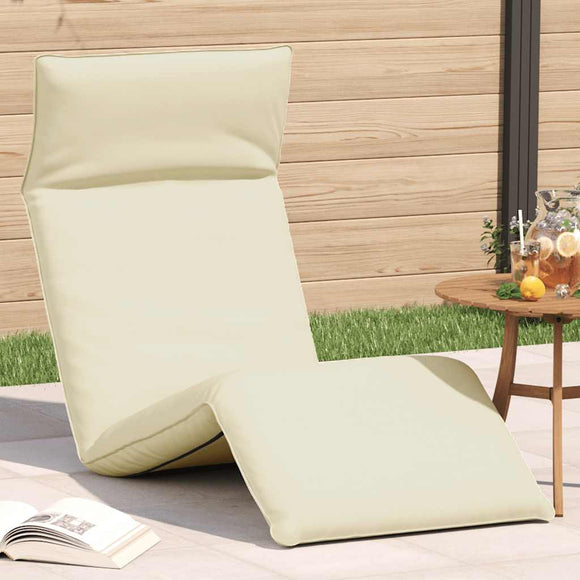 NNEVL Folding Sun lounger Cream 175x54x8.5 cm Oxford Fabric