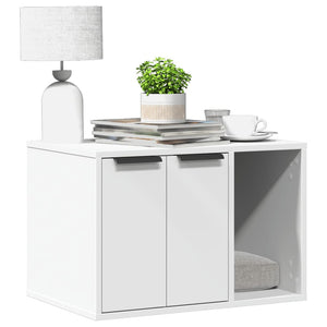 NNEVL Cat Litter Box Enclosure White 60x40x40 cm Engineered Wood