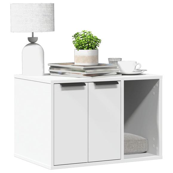 NNEVL Cat Litter Box Enclosure White 60x40x40 cm Engineered Wood
