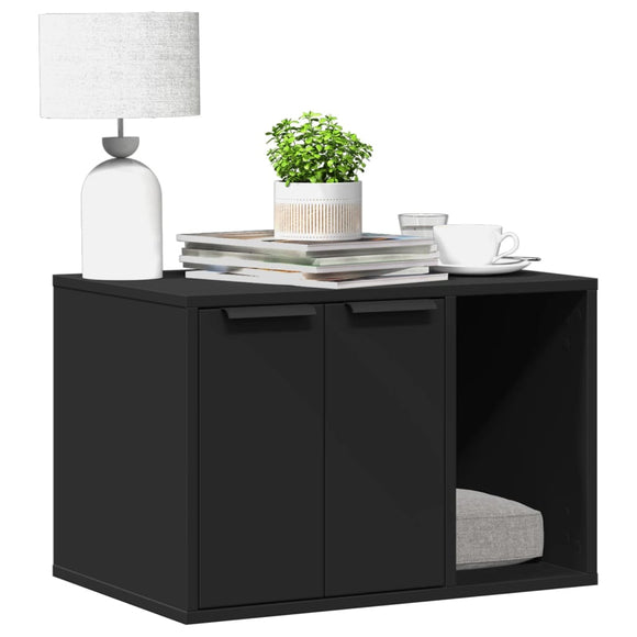 NNEVL Cat Litter Box Enclosure Black 60x40x40 cm Engineered Wood