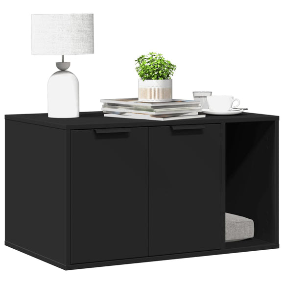 NNEVL Cat Litter Box Enclosure Black 80x50x45 cm Engineered Wood