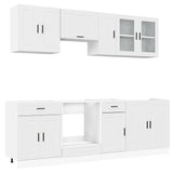 NNEVL 8 Piece Kitchen Cabinet Set "Porto" White Engineered Wood