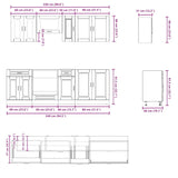 NNEVL 8 Piece Kitchen Cabinet Set "Porto" White Engineered Wood