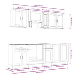 NNEVL 8 Piece Kitchen Cabinet Set "Porto" White Engineered Wood