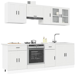 NNEVL 8 Piece Kitchen Cabinet Set "Porto" White Engineered Wood