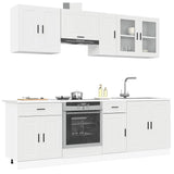 NNEVL 8 Piece Kitchen Cabinet Set "Porto" White Engineered Wood