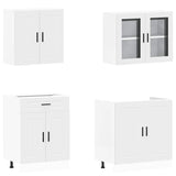 NNEVL 4 Piece Kitchen Cabinet Set "Porto" White Engineered Wood