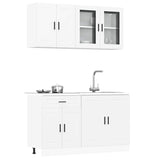 NNEVL 4 Piece Kitchen Cabinet Set "Porto" White Engineered Wood