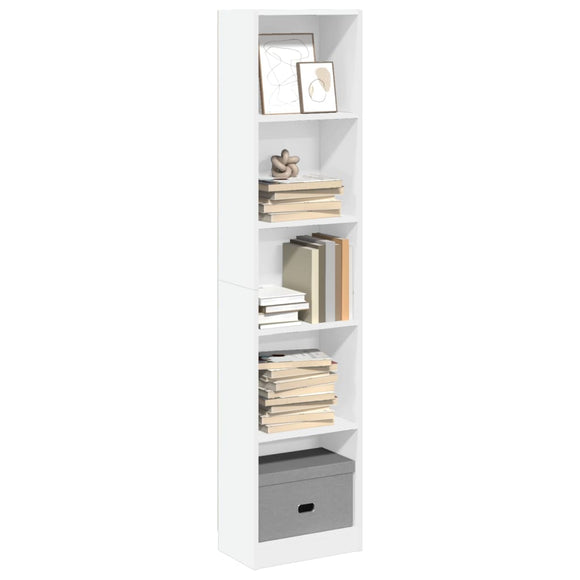 NNEVL Bookcase White 40x24x176 cm Engineered Wood