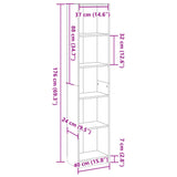 NNEVL Bookcase Brown Oak 40x24x176 cm Engineered Wood