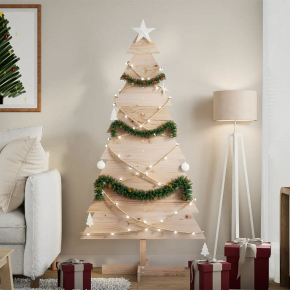 NNEVL Wooden Christmas Tree for Decoration 150 cm Solid Wood Pine