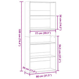 NNEVL Book Cabinet White 80x30x189 cm Engineered Wood