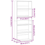 NNEVL Book Cabinet Black 80x30x189 cm Engineered Wood