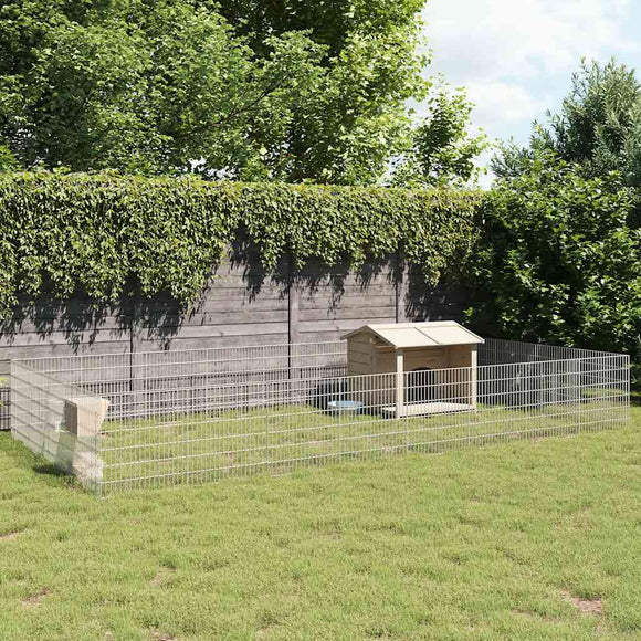 NNEVL Free Range Animal Enclosure 24-Panel 54x60 cm Galvanised Iron
