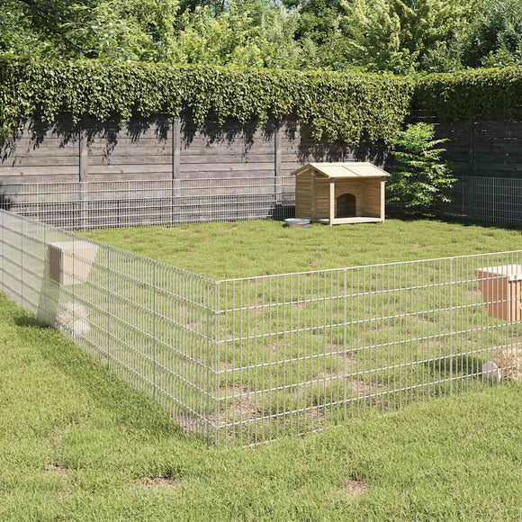 NNEVL Free Range Animal Enclosure 48-Panel 54x60 cm Galvanised Iron