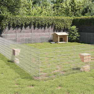 NNEVL Free Range Animal Enclosure 48-Panel 54x80 cm Galvanised Iron