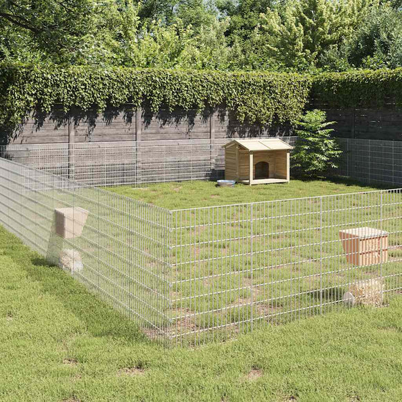 NNEVL Free Range Animal Enclosure 48-Panel 54x80 cm Galvanised Iron