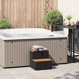 NNEVL Hot Tub Step Black 50x50x50.5 cm Poly Rattan and Solid Acacia