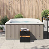 NNEVL Hot Tub Step Black 50x50x50.5 cm Poly Rattan and Solid Acacia